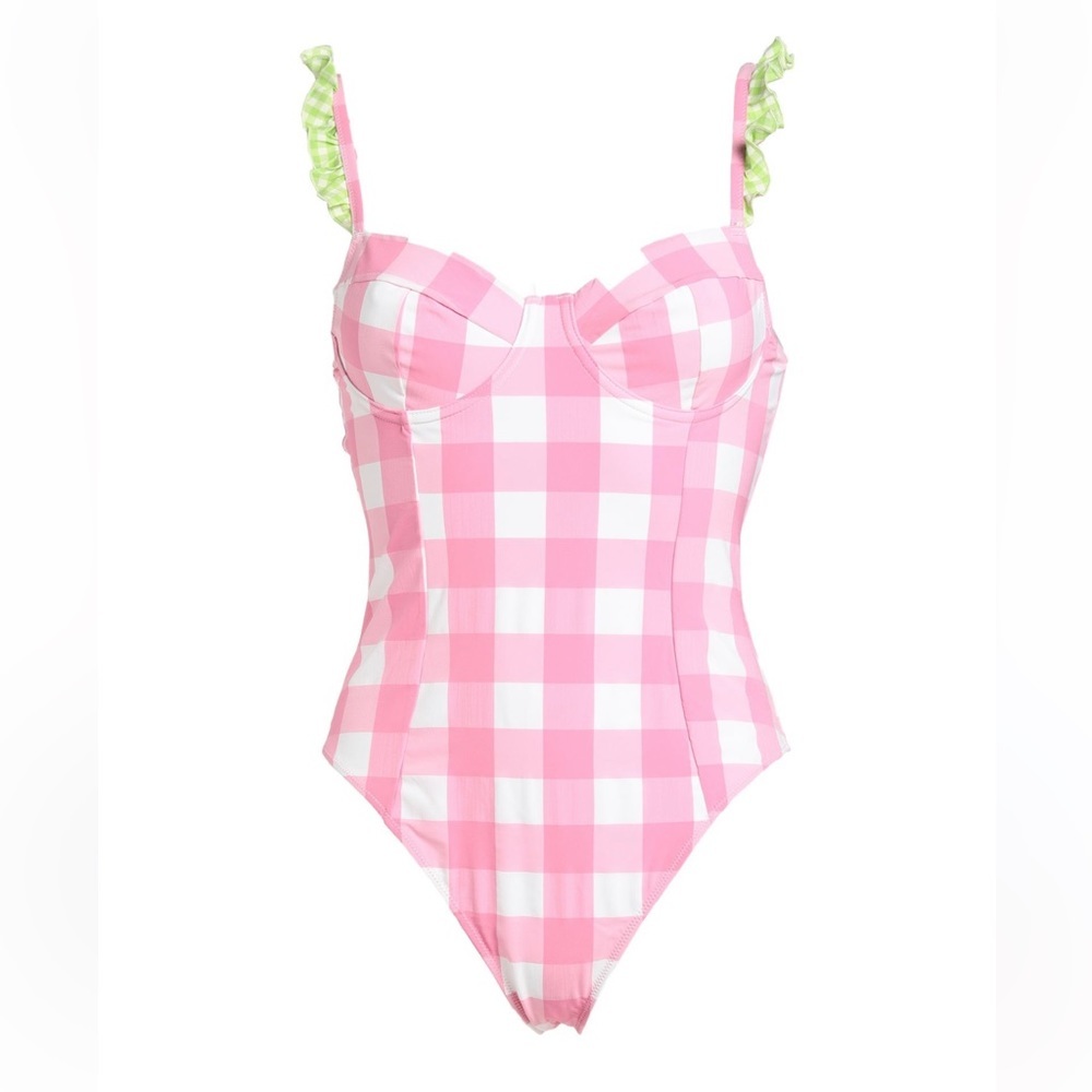 Mc2 Saint Barth One Piece Pink Checkered Swim Suit size M